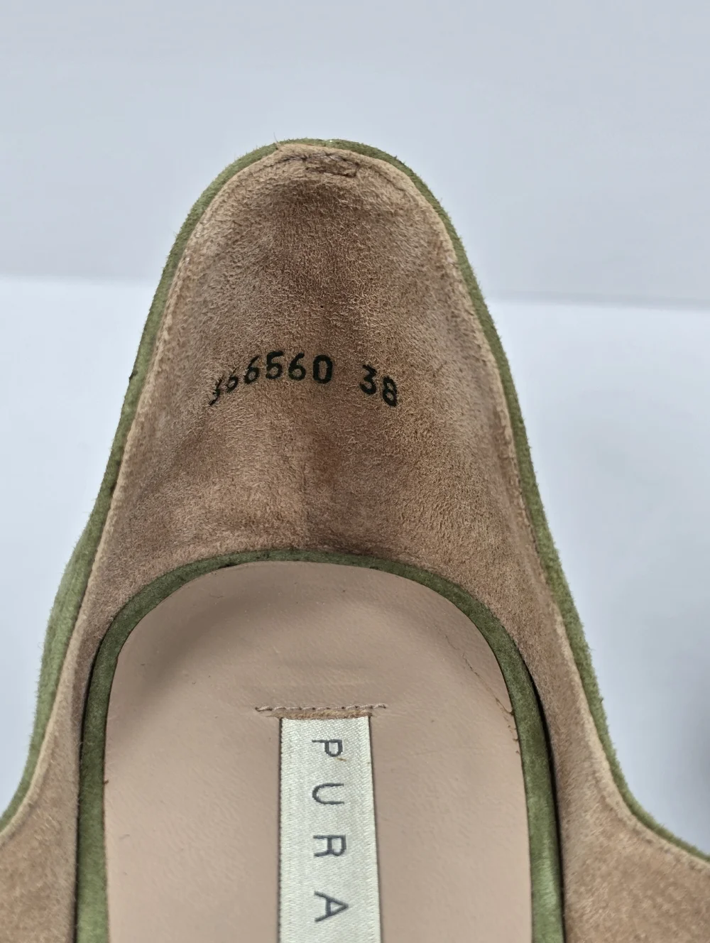 Pura Lopez Green Suede Countour Wood Wedge Platform Sandals Ankle Strap 38 - Picture 10 of 14